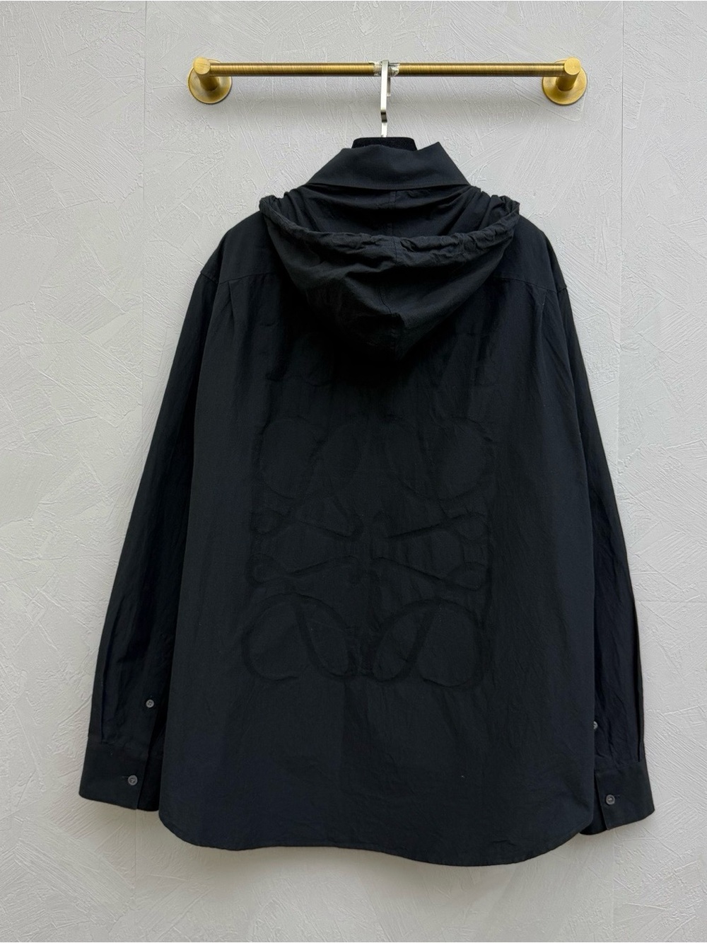 Loewe Black Hooded Jacket with Subtle Anagram Motif